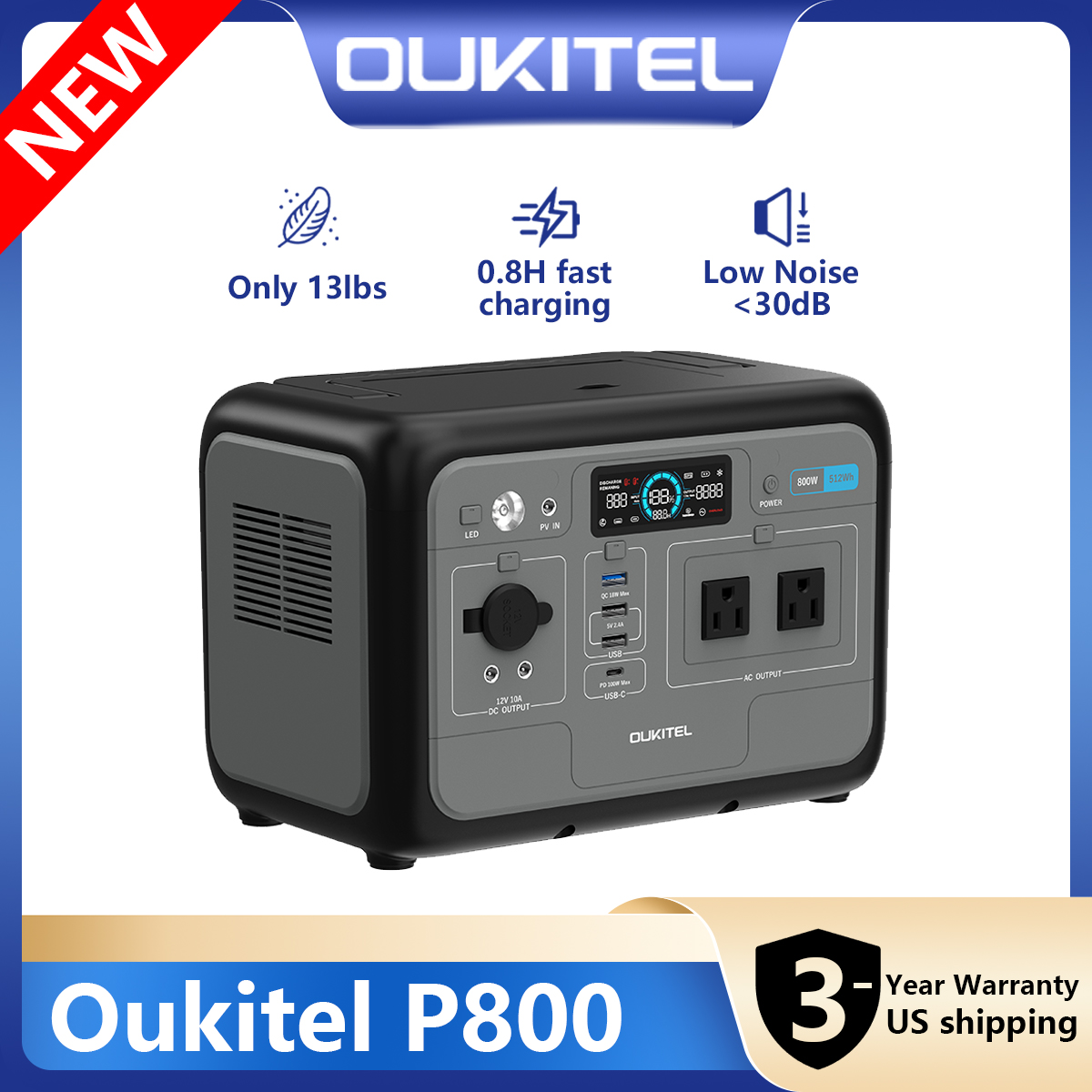 Outdoor Power Outlet Solar - Oukitel P800 Portable Power Station, 512Wh