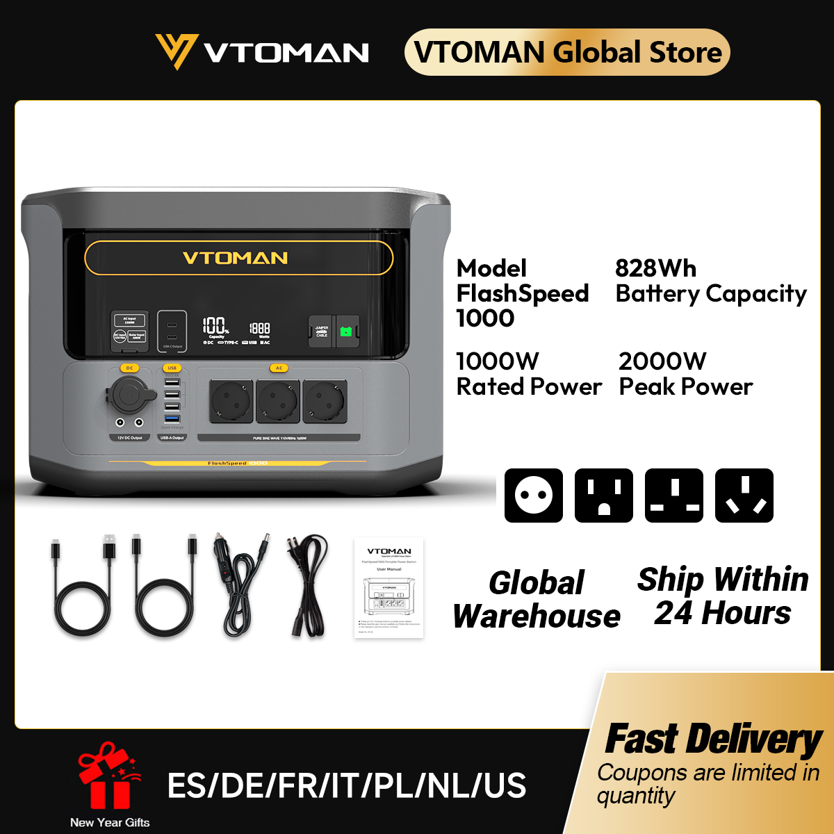 Outdoor Powerwall - VTOMAN FlashSpeed 1000 Portable Power Station