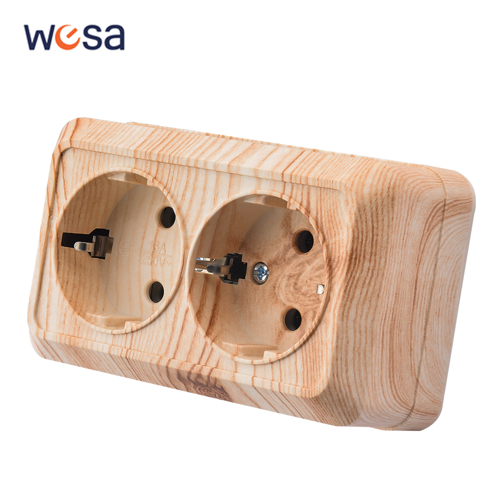 Outdoor Power Hub - Wood Paint Wall Surface 2 Sockets