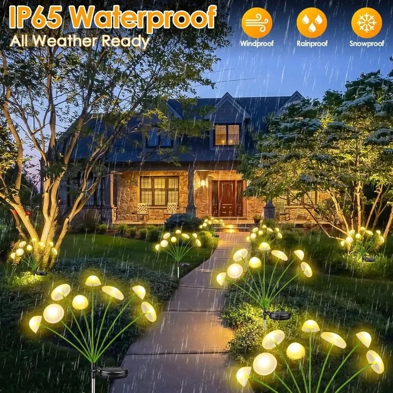 Outdoor Power Outlet Solar - 6LEDS Solar Mushroom Ambient Lights Waterproof