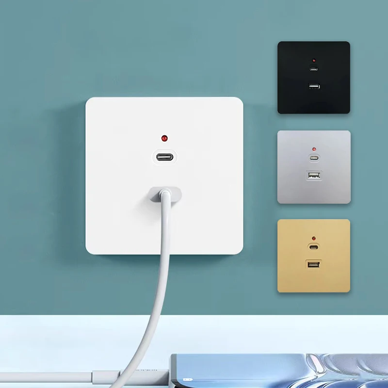 Outdoor Power Hub - Black Universal Wall USB C Socket,