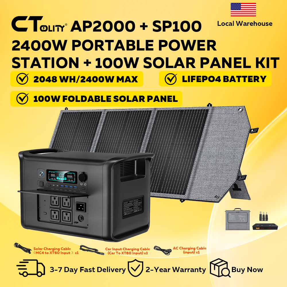 Outdoor Power Outlet Solar - CTOLITY AP2000 2400W Portable Solar Generator