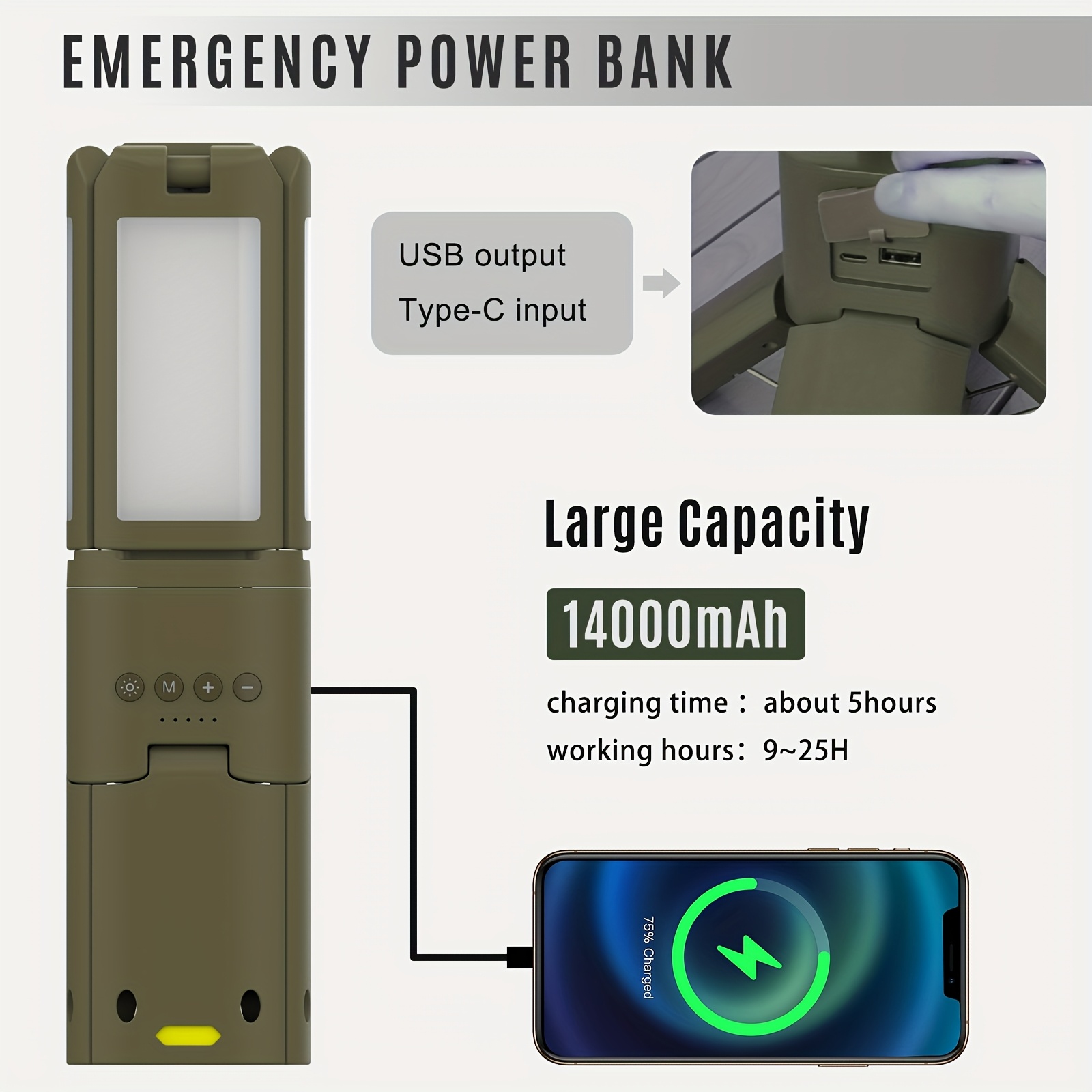 Camping Lantern, 14000mAh Rech - Power Outdoor 리뷰 및 가격