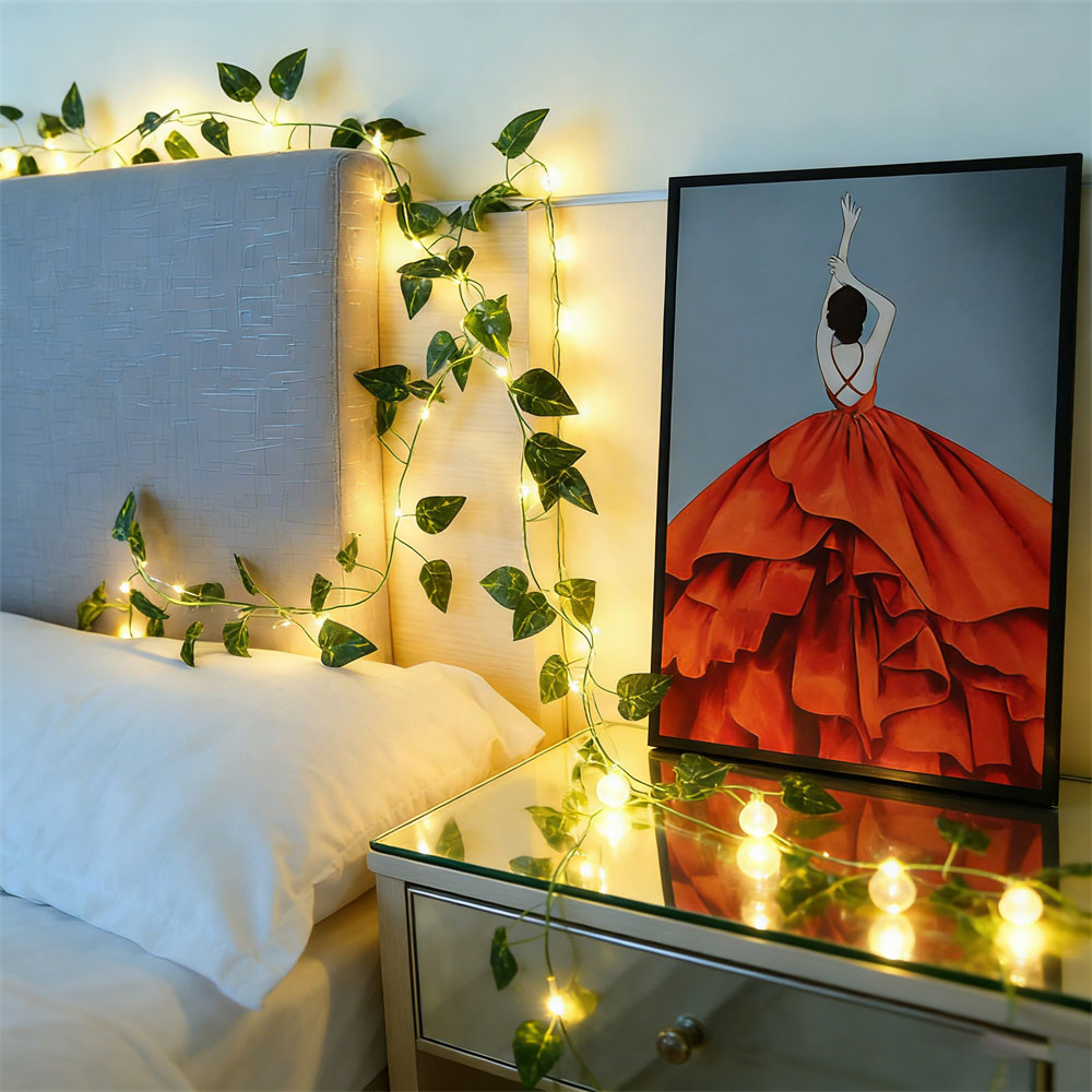 LED Green Rattan Leaf Fairy Li - Outdoor Power For Wedding 리뷰 및 가격
