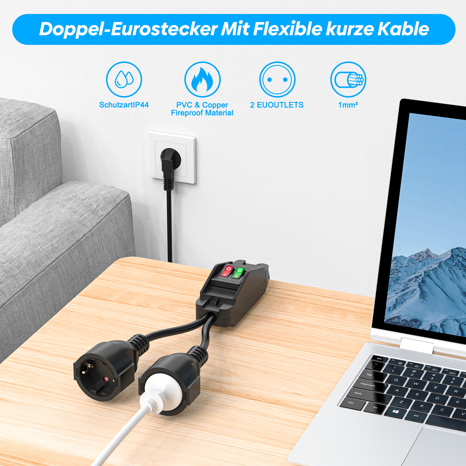EU Plug Extension Cord with ON - Outdoor Power Lead 리뷰 및 가격