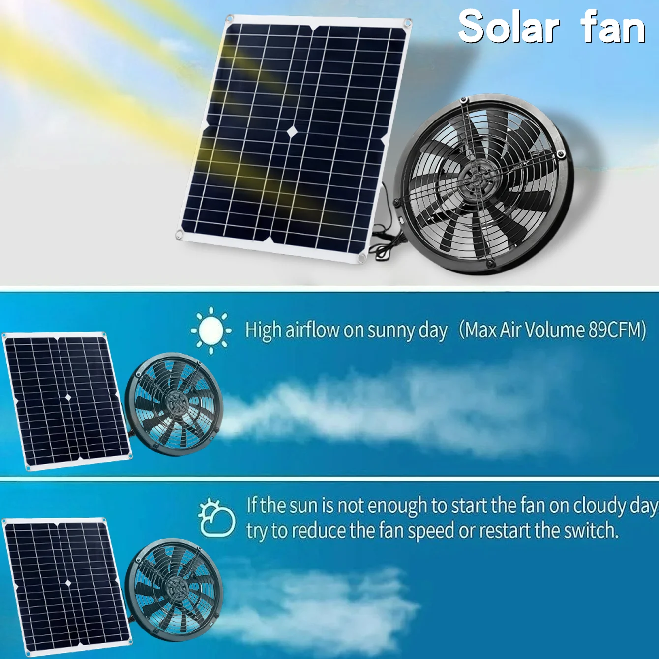 15W Solar Powered Exhaust Fan  - Outdoor Power Vent 리뷰 및 가격