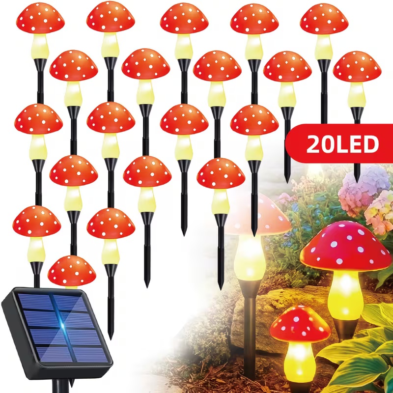 Solar-Powered LED Mushroom Lig - Outdoor Power For Wedding 리뷰 및 가격